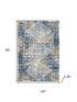 8' X 10' Navy Blue And Beige Geometric Washable Area Rug With UV Protection