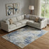 8' X 10' Navy Blue And Beige Geometric Washable Area Rug With UV Protection