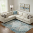 8' X 10' Teal And Beige Geometric Washable Area Rug With UV Protection