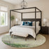 8' Sage And Ivory Abstract Washable Round Rug With UV Protection