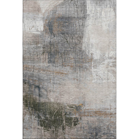 5' X 8' Light Taupe And Gray Abstract Washable Area Rug With UV Protection