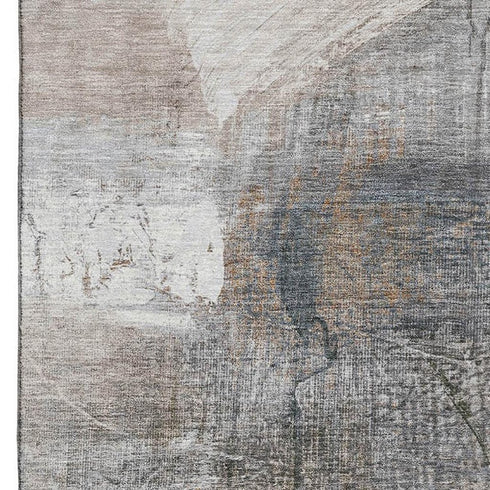 5' X 8' Light Taupe And Gray Abstract Washable Area Rug With UV Protection