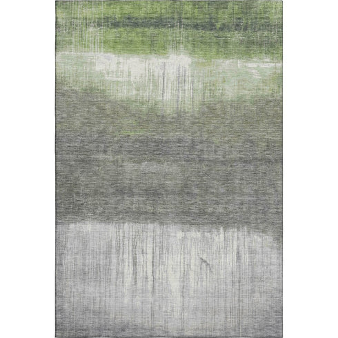 5' X 8' Fern Green And Gray Abstract Washable Area Rug With UV Protection