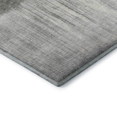 8' Fern Green And Gray Abstract Washable Round Rug With UV Protection