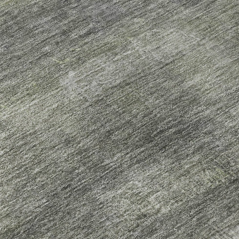 8' Fern Green And Gray Abstract Washable Round Rug With UV Protection