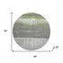 8' Fern Green And Gray Abstract Washable Round Rug With UV Protection