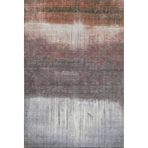 8' X 10' Rust And Ivory Abstract Washable Area Rug With UV Protection