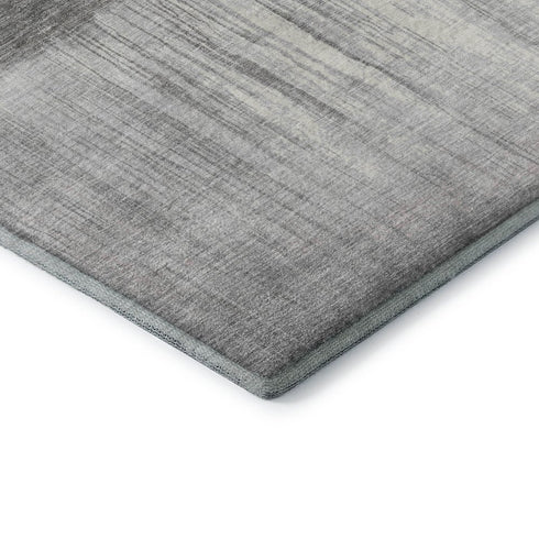 8' Taupe And Ivory Abstract Washable Round Rug With UV Protection