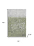 5' X 8' Fern Green And Silver Abstract Washable Area Rug With UV Protection