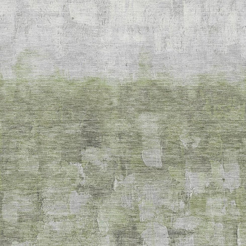 8' X 10' Fern Green And Silver Abstract Washable Area Rug With UV Protection