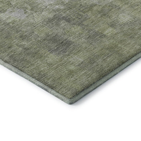 8' X 10' Fern Green And Silver Abstract Washable Area Rug With UV Protection