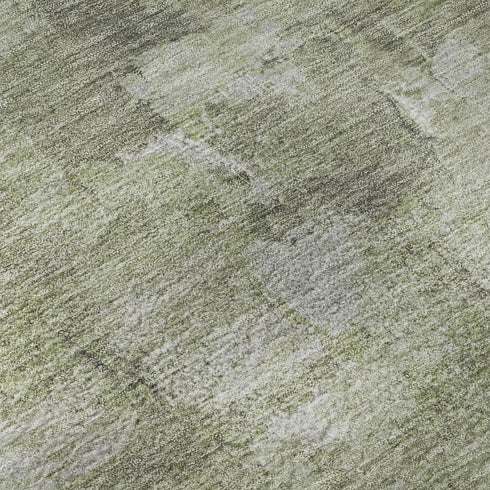 8' X 10' Fern Green And Silver Abstract Washable Area Rug With UV Protection