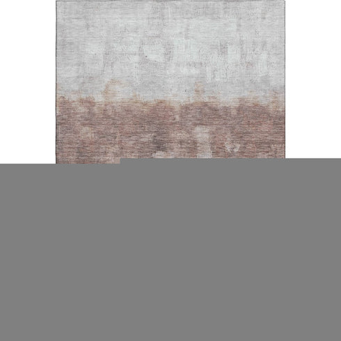 5' X 8' Rust And Silver Abstract Washable Area Rug With UV Protection