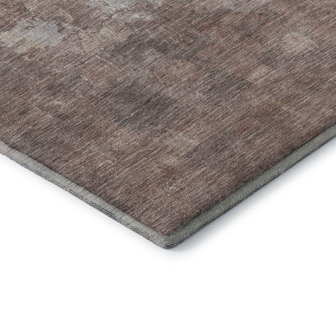 5' X 8' Rust And Silver Abstract Washable Area Rug With UV Protection