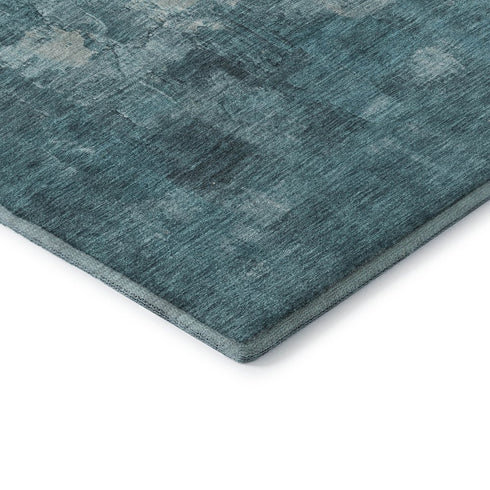 8' X 10' Teal And Ivory Abstract Washable Area Rug With UV Protection