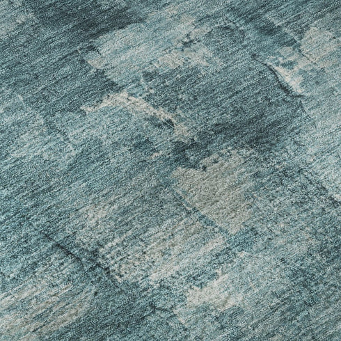 8' X 10' Teal And Ivory Abstract Washable Area Rug With UV Protection