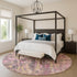 8' Blush And Wheat Abstract Washable Round Rug With UV Protection