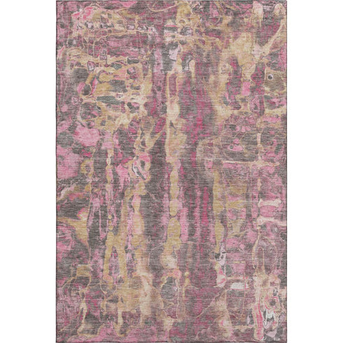 9' X 12' Blush And Wheat Abstract Washable Area Rug With UV Protection