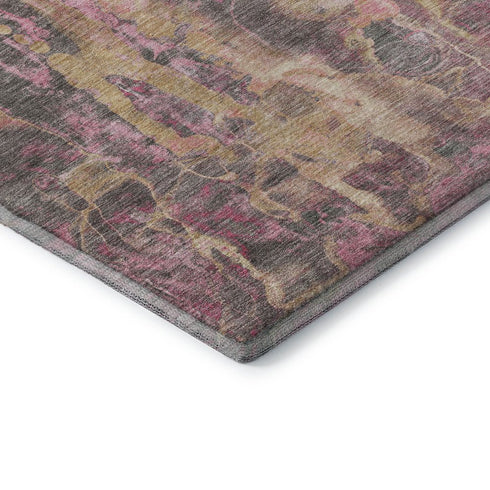 9' X 12' Blush And Wheat Abstract Washable Area Rug With UV Protection