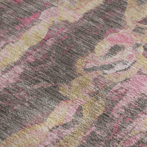 9' X 12' Blush And Wheat Abstract Washable Area Rug With UV Protection