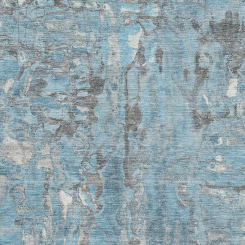 5' X 8' Denim Blue And Gray Abstract Washable Area Rug With UV Protection