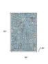 5' X 8' Denim Blue And Gray Abstract Washable Area Rug With UV Protection