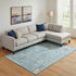 8' X 10' Denim Blue And Gray Abstract Washable Area Rug With UV Protection