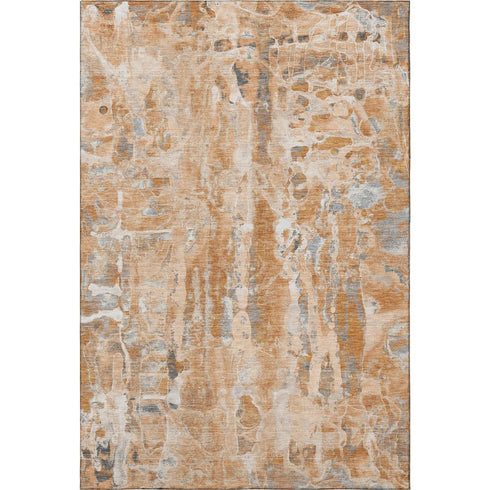 8' X 10' Orange And Ivory Abstract Washable Area Rug With UV Protection