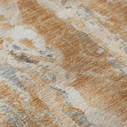 8' X 10' Orange And Ivory Abstract Washable Area Rug With UV Protection