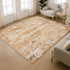 8' X 10' Orange And Ivory Abstract Washable Area Rug With UV Protection