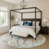 8' Teal And Ivory Abstract Washable Round Rug With UV Protection