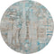 8' Teal And Ivory Abstract Washable Round Rug With UV Protection