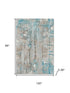 8' X 10' Teal And Ivory Abstract Washable Area Rug With UV Protection