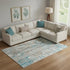 8' X 10' Teal And Ivory Abstract Washable Area Rug With UV Protection