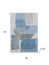 5' X 8' Denim Blue And Gray Abstract Washable Area Rug With UV Protection