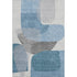 8' X 10' Denim Blue And Gray Abstract Washable Area Rug With UV Protection