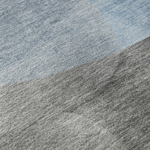8' X 10' Denim Blue And Gray Abstract Washable Area Rug With UV Protection
