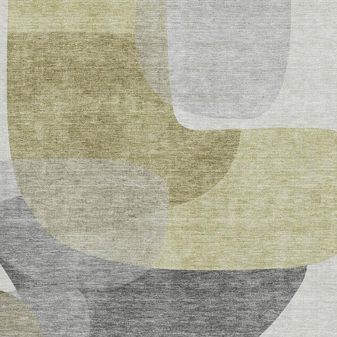 5' X 8' Fern Green And Gray Abstract Washable Area Rug With UV Protection