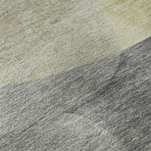5' X 8' Fern Green And Gray Abstract Washable Area Rug With UV Protection