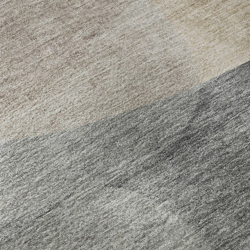5' X 8' Coffee And Gray Abstract Washable Area Rug With UV Protection
