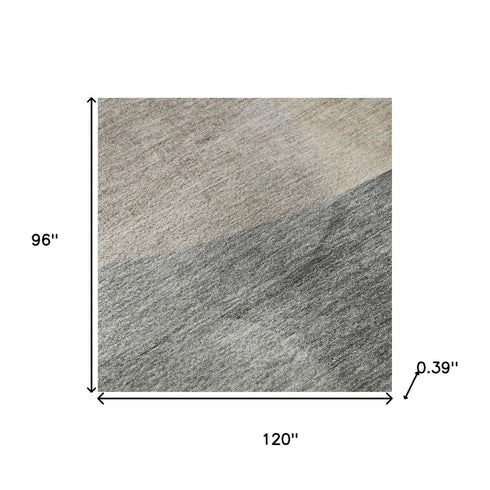 8' X 10' Coffee And Gray Abstract Washable Area Rug With UV Protection