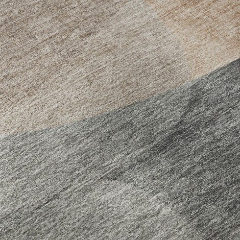 8' Rust And Gray Abstract Washable Round Rug With UV Protection