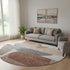 8' Rust And Gray Abstract Washable Round Rug With UV Protection