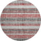 8' Burgundy And Gray Striped Washable Round Rug With UV Protection
