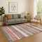 8' X 10' Burgundy And Gray Striped Washable Area Rug With UV Protection