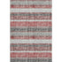 8' X 10' Burgundy And Gray Striped Washable Area Rug With UV Protection