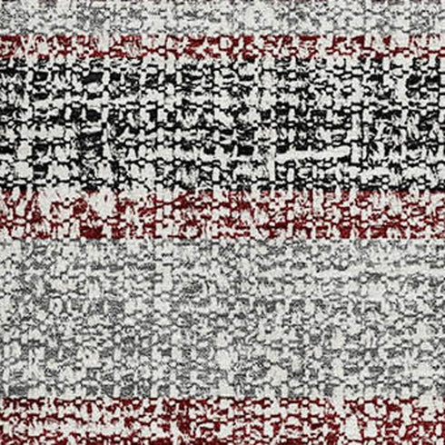 8' X 10' Burgundy And Gray Striped Washable Area Rug With UV Protection