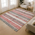 8' X 10' Burgundy And Gray Striped Washable Area Rug With UV Protection