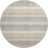 8' Gold And Beige Striped Washable Round Rug With UV Protection