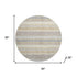 8' Gold And Beige Striped Washable Round Rug With UV Protection